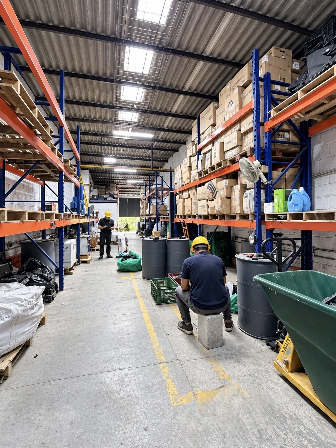 Área de recepción de equipos y materiales electrónicos dentro de la instalación de TESLA RAEE