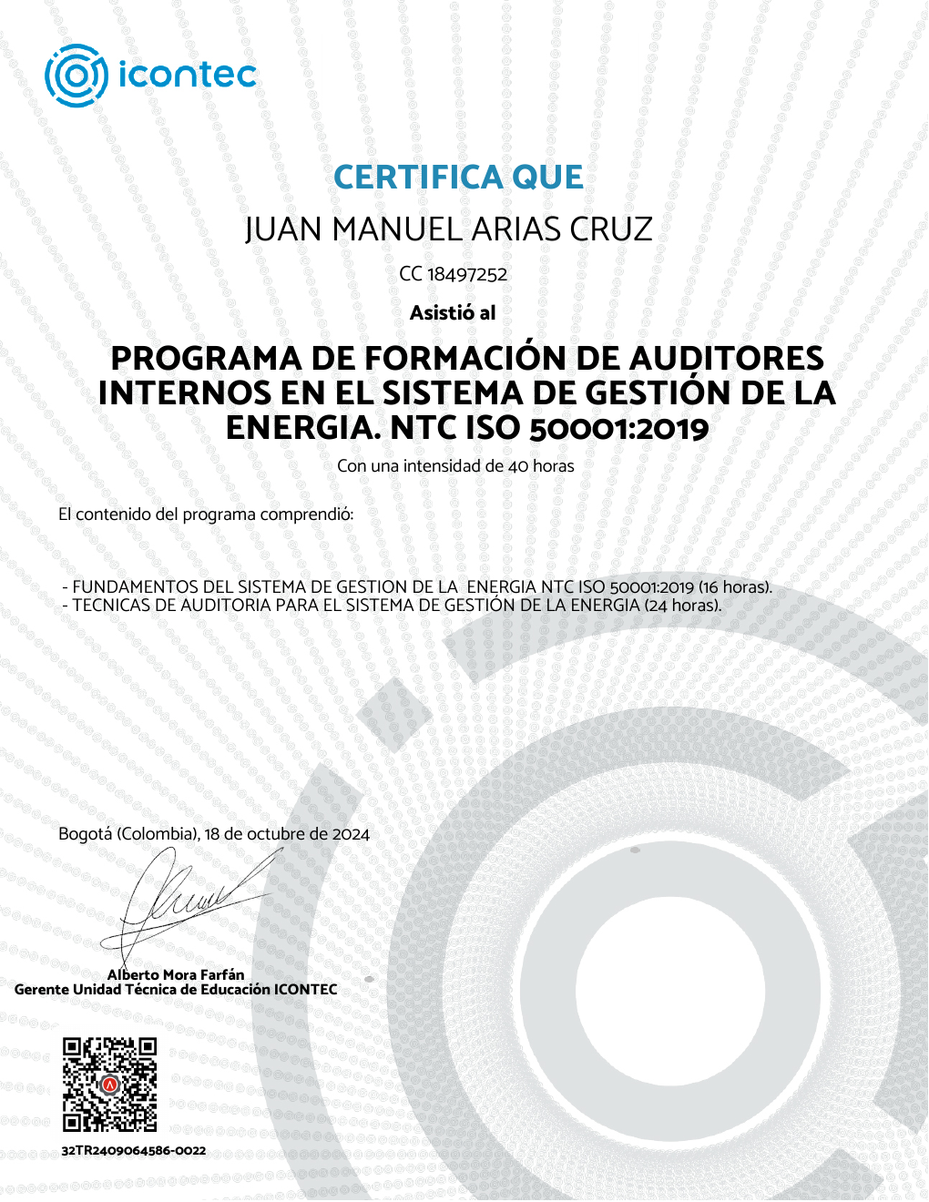 Vista previa del certificado ICONTEC NTC ISO 50001:2019